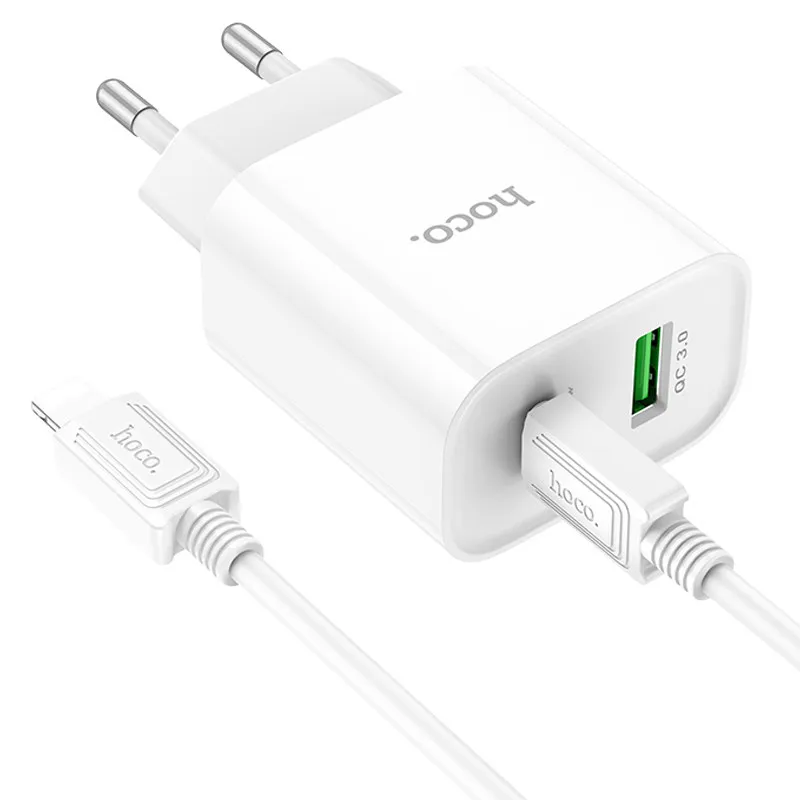 МЗП Hoco C80A Plus Rapido PD20W+QC3.0 + кабель Type-C to Lightning White — фото 3