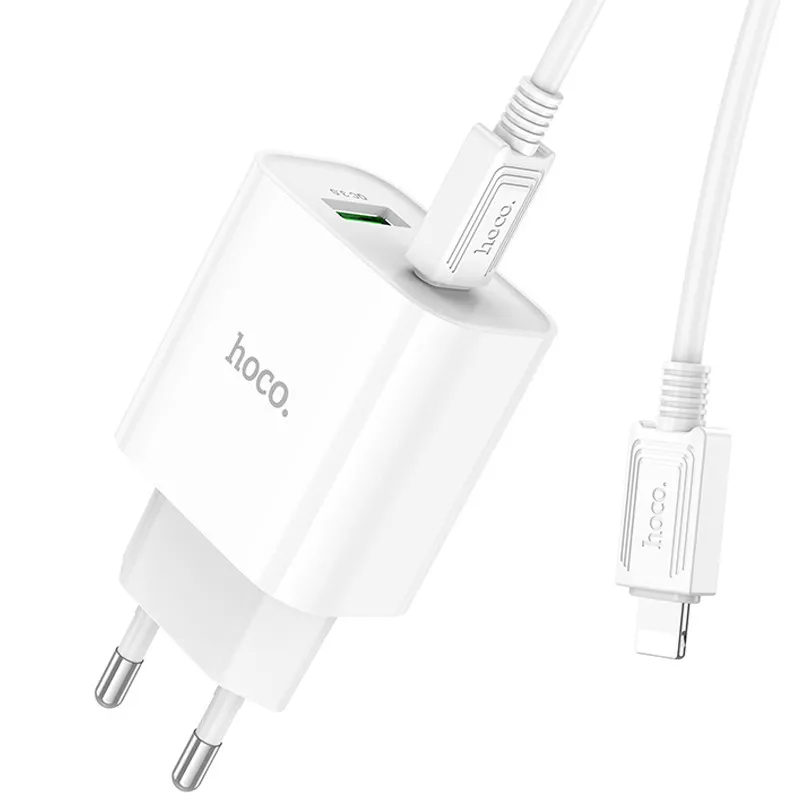 МЗП Hoco C80A Plus Rapido PD20W+QC3.0 + кабель Type-C to Lightning White — фото 4