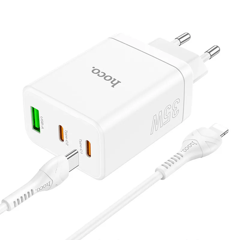 МЗП Hoco N33 Start PD35W+QC3.0 + кабель Type-C to Lightning White — фото 2