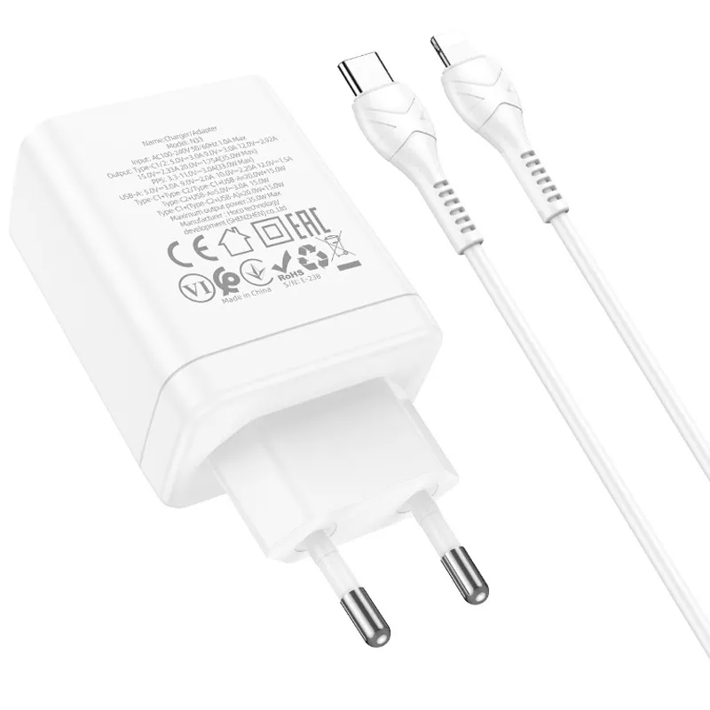 МЗП Hoco N33 Start PD35W+QC3.0 + кабель Type-C to Lightning White — фото 5