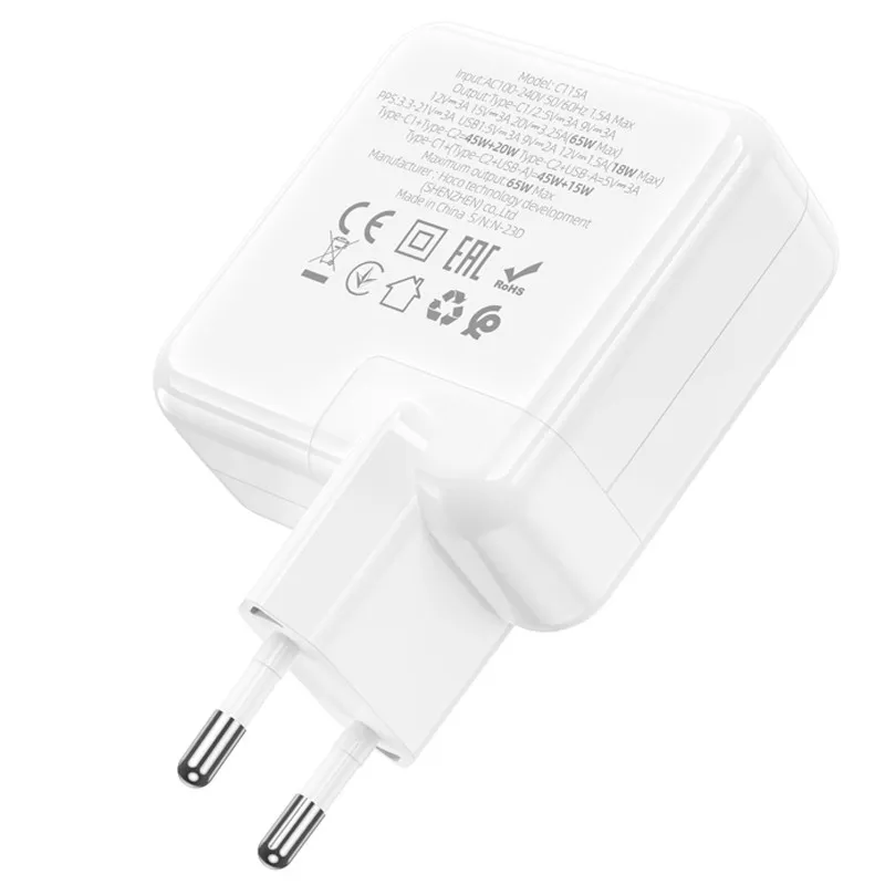 МЗП Hoco C115A Header PD65W+QC3.0 White — фото 4