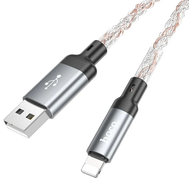 Дата кабель Hoco U112 Shine USB to Lightning 2.4A Gray — фото 5