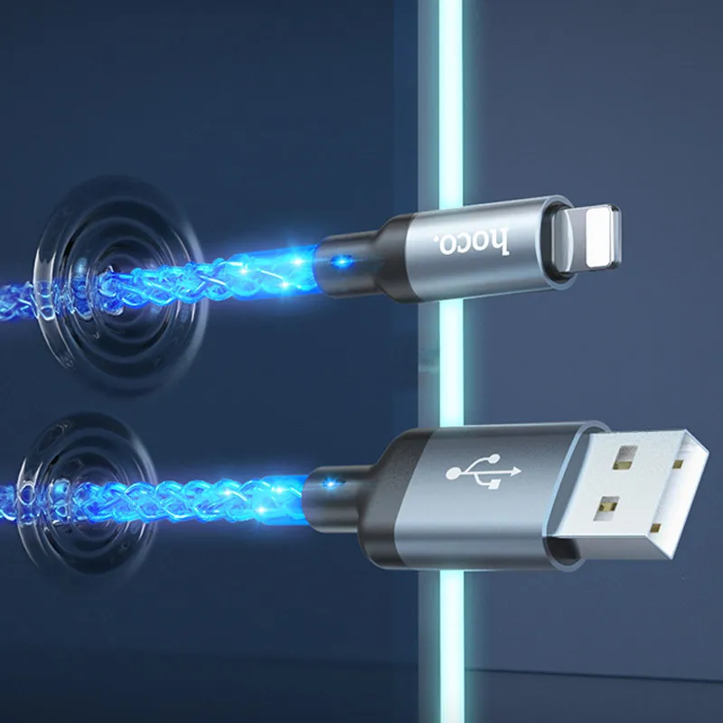 Дата кабель Hoco U112 Shine USB to Lightning 2.4A Gray — фото 7