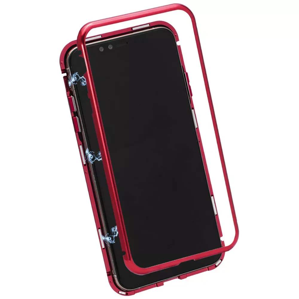 Magnetic Suction With Glass Shell — iPhone Xs Max — Red - фото 6