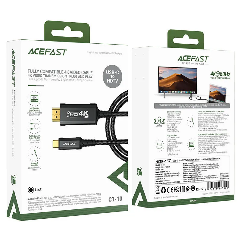 Дата кабель Acefast C1-10 USB-C to HDTV Black — фото 2
