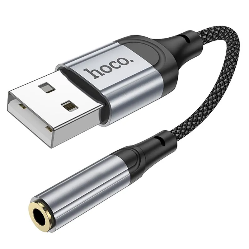 Перехідник Hoco LS36 Fresh USB to 3,5 AUX Black — фото 2