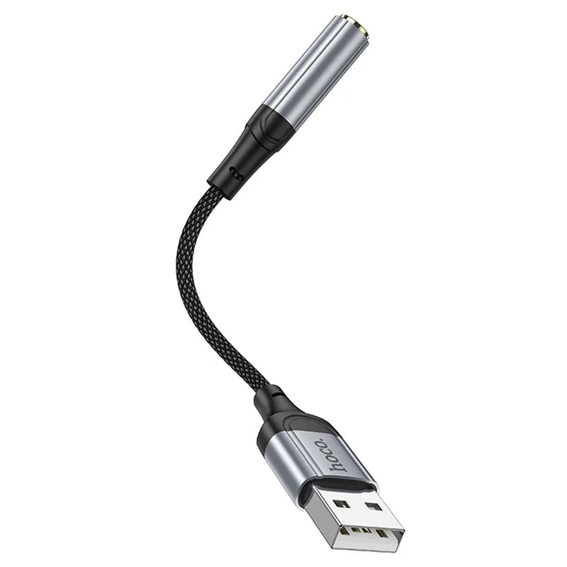 Перехідник Hoco LS36 Fresh USB to 3,5 AUX Black — фото 3