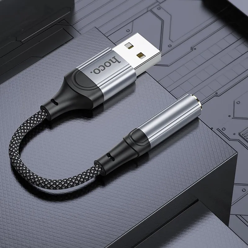 Перехідник Hoco LS36 Fresh USB to 3,5 AUX Black — фото 4