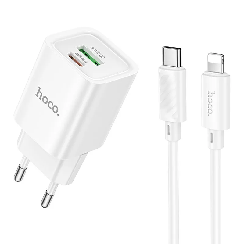 МЗП Hoco C149A Charm PD30W+QC3.0 + кабель Type-C to Lightning White