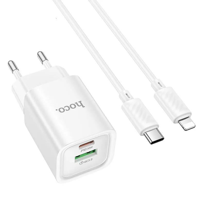 МЗП Hoco C149A Charm PD30W+QC3.0 + кабель Type-C to Lightning White — фото 2