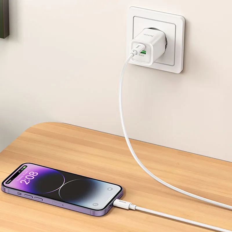 МЗП Hoco C149A Charm PD30W+QC3.0 + кабель Type-C to Lightning White — фото 5