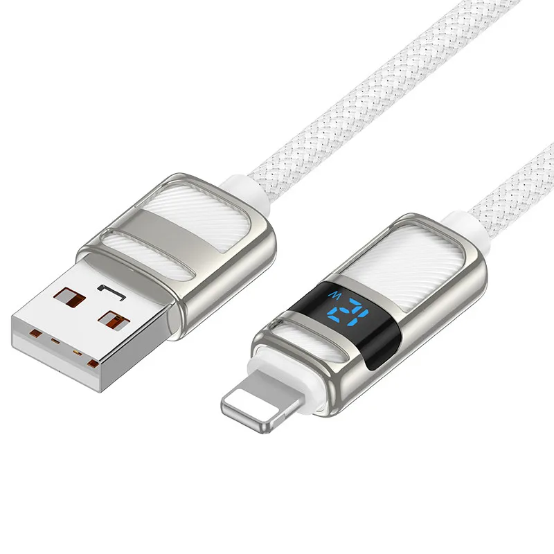 Дата кабель Hoco U137 Line with display USB to Lightning 2.4A/12W White — фото 2