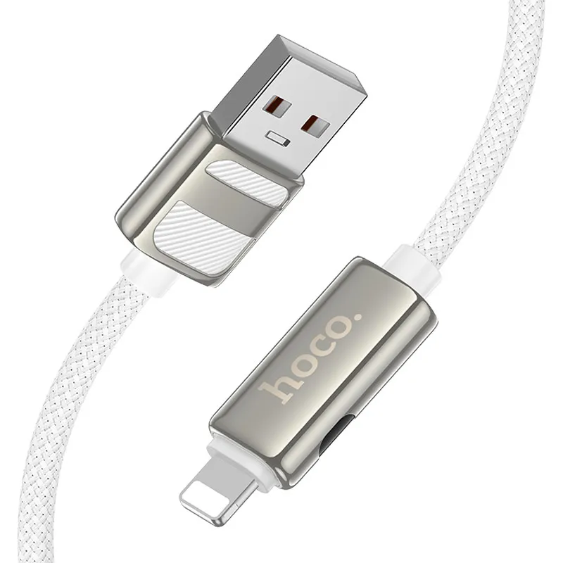 Дата кабель Hoco U137 Line with display USB to Lightning 2.4A/12W White — фото 3