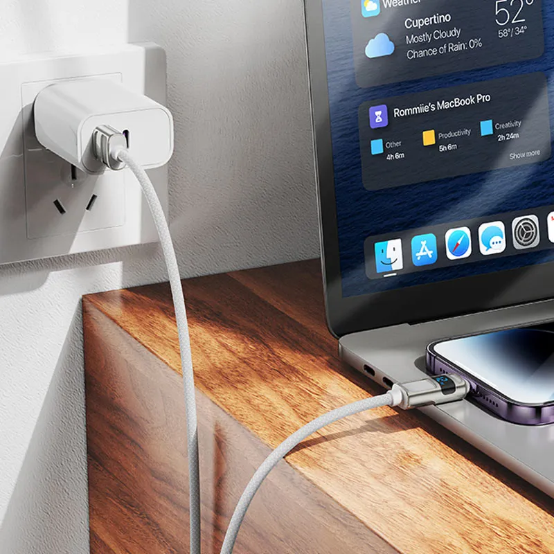 Дата кабель Hoco U137 Line with display USB to Lightning 2.4A/12W White — фото 4