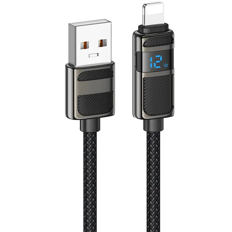 Дата кабель Hoco U137 Line with display USB to Lightning 2.4A/12W Black