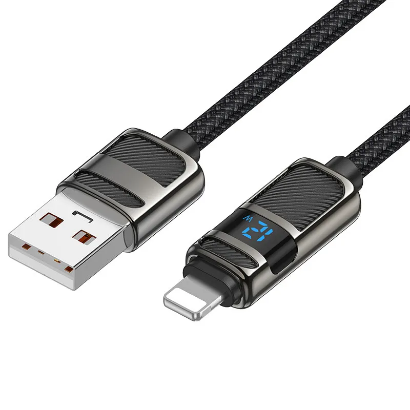 Дата кабель Hoco U137 Line with display USB to Lightning 2.4A/12W Black — фото 2
