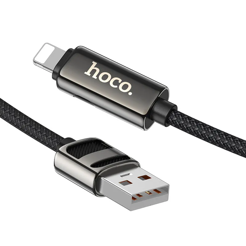 Дата кабель Hoco U137 Line with display USB to Lightning 2.4A/12W Black — фото 3