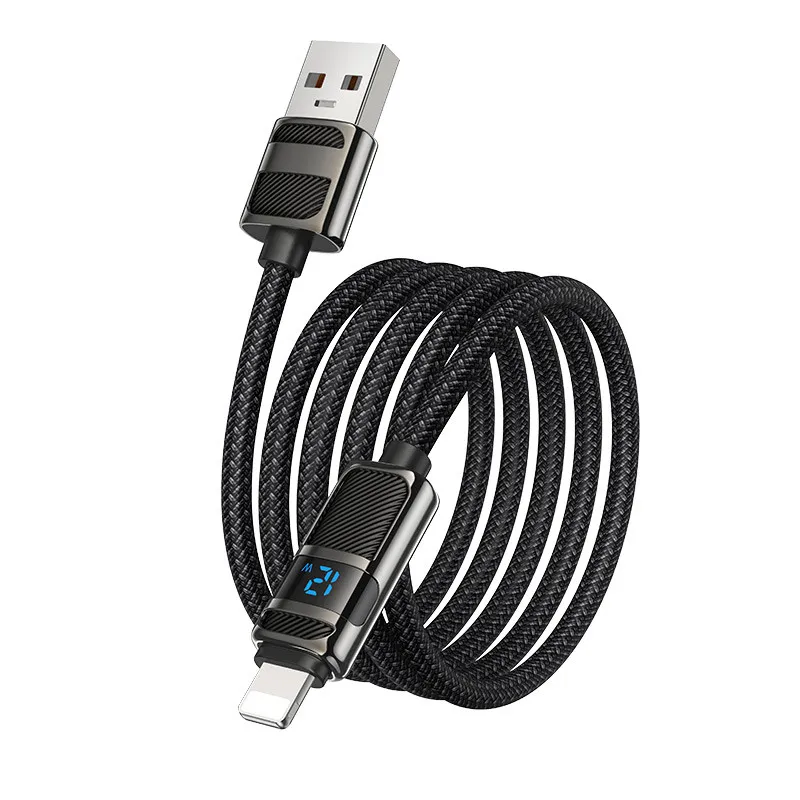 Дата кабель Hoco U137 Line with display USB to Lightning 2.4A/12W Black — фото 4
