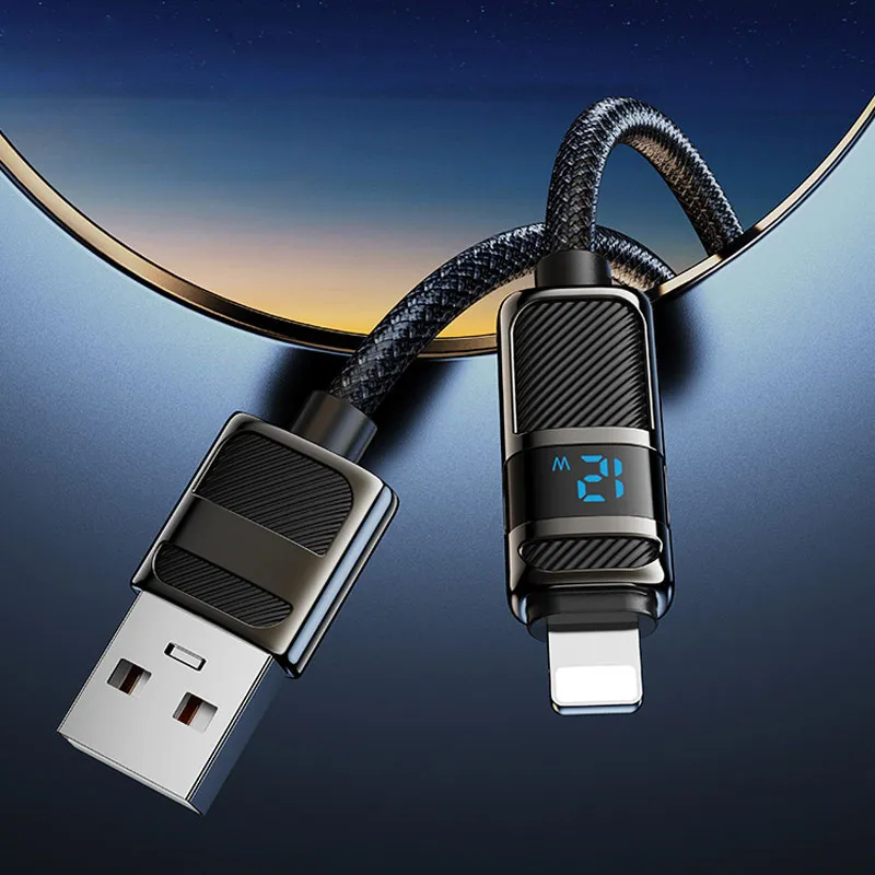 Дата кабель Hoco U137 Line with display USB to Lightning 2.4A/12W Black — фото 5