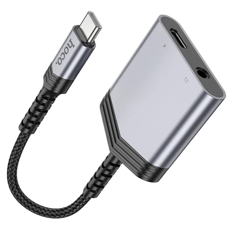 Перехідник Hoco LS39 Type-C to Type-C + 3.5mm Metal gray — фото 4