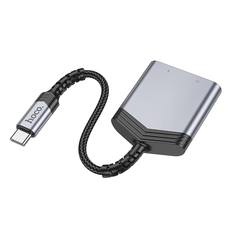 Перехідник Hoco LS39 Type-C to Type-C + 3.5mm Metal gray — фото 5