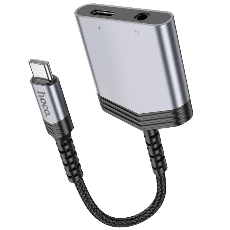 Перехідник Hoco LS39 Type-C to Type-C + 3.5mm Metal gray — фото 6
