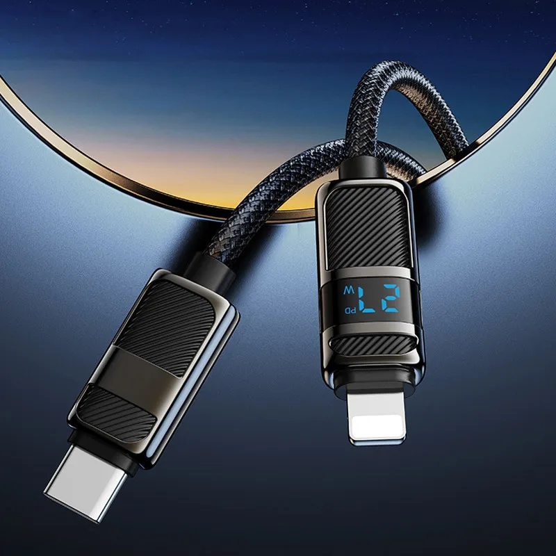 Дата кабель Hoco U137 Line with display Type-C to Lightning 27W Black — фото 6