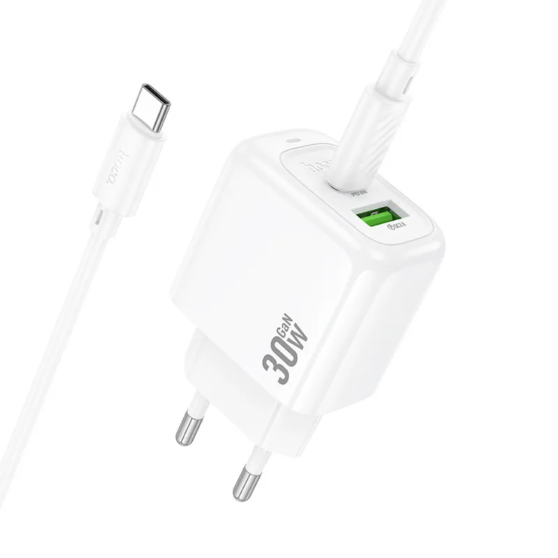 МЗП Hoco CS55A Surplus PD30W+QC3.0 + кабель Type-C to Type-C White — фото 5