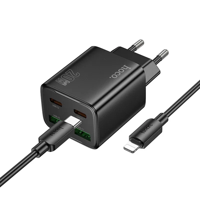 МЗП Hoco N55 Fundador PD20W+QC3.0 + кабель Type-C to Lightning Black — фото 2