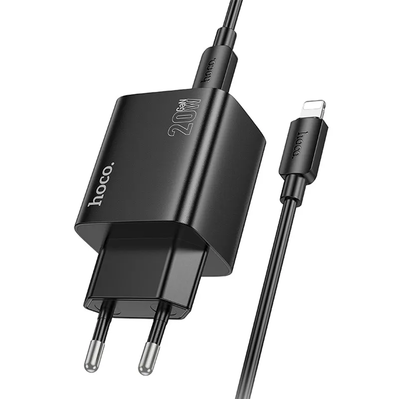 МЗП Hoco N55 Fundador PD20W+QC3.0 + кабель Type-C to Lightning Black — фото 3