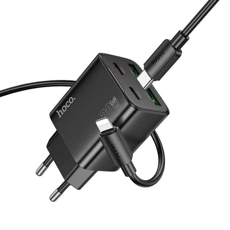 МЗП Hoco N55 Fundador PD20W+QC3.0 + кабель Type-C to Lightning Black — фото 4