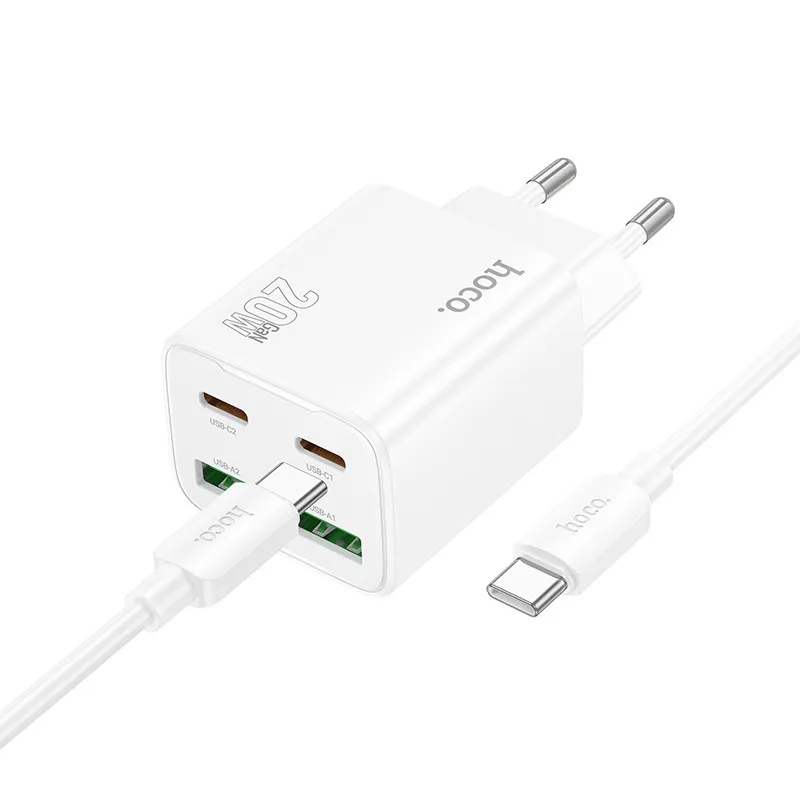 МЗП Hoco N55 Fundador PD20W+QC3.0 + кабель Type-C to Type-C White — фото 2