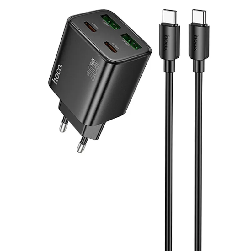 МЗП Hoco N55 Fundador PD20W+QC3.0 + кабель Type-C to Type-C Black