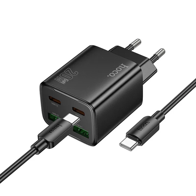 МЗП Hoco N55 Fundador PD20W+QC3.0 + кабель Type-C to Type-C Black — фото 2