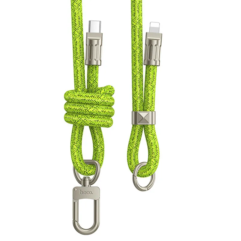 Дата кабель-шнурок Hoco GH7 Elegant Type-C to Lightning Fluorescent Green