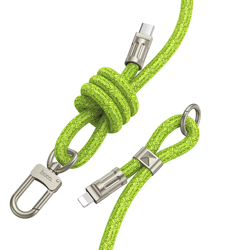 Дата кабель-шнурок Hoco GH7 Elegant Type-C to Lightning Fluorescent Green — фото 2