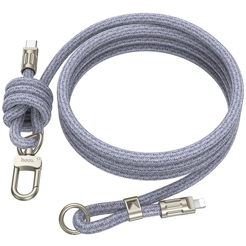 Дата кабель-шнурок Hoco GH7 Elegant Type-C to Lightning Denim Blue — фото 4