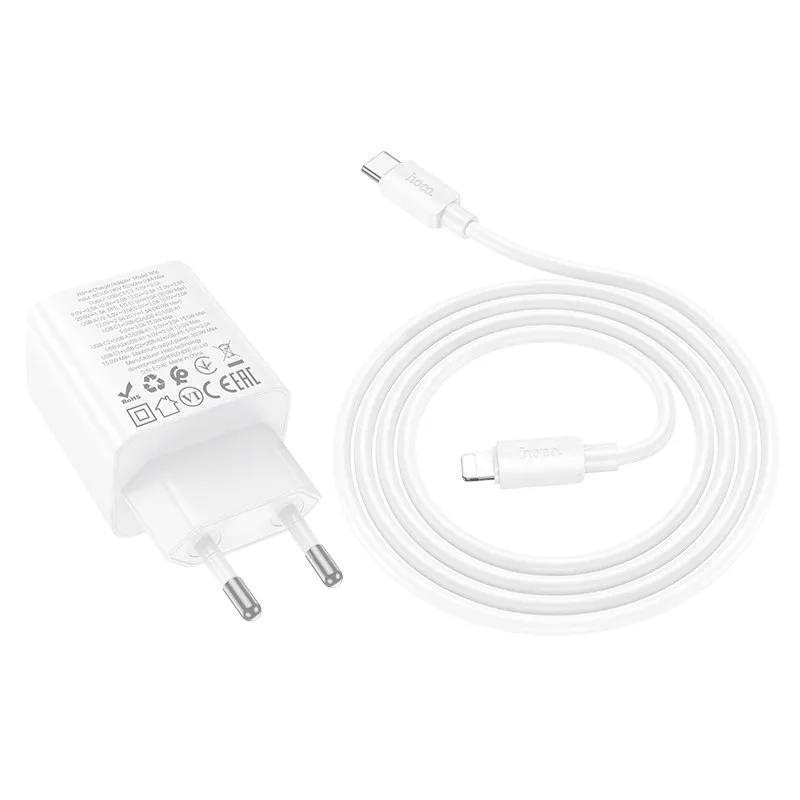 МЗП Hoco N56 Fundador PD30W+QC3.0 + кабель Type-C to Lightning White — фото 3