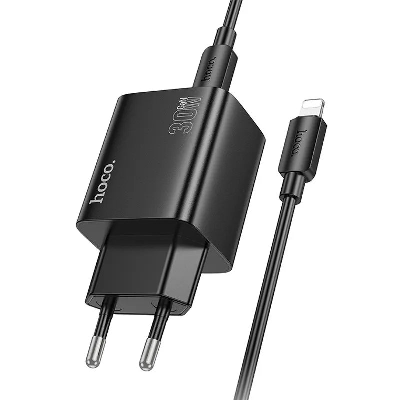 МЗП Hoco N56 Fundador PD30W+QC3.0 + кабель Type-C to Lightning Black — фото 3