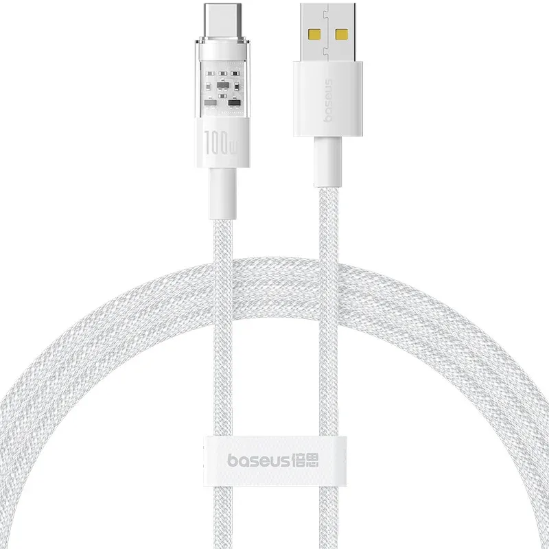 Дата кабель Baseus Gem Fast Charging USB to Type-C 100W Moon White