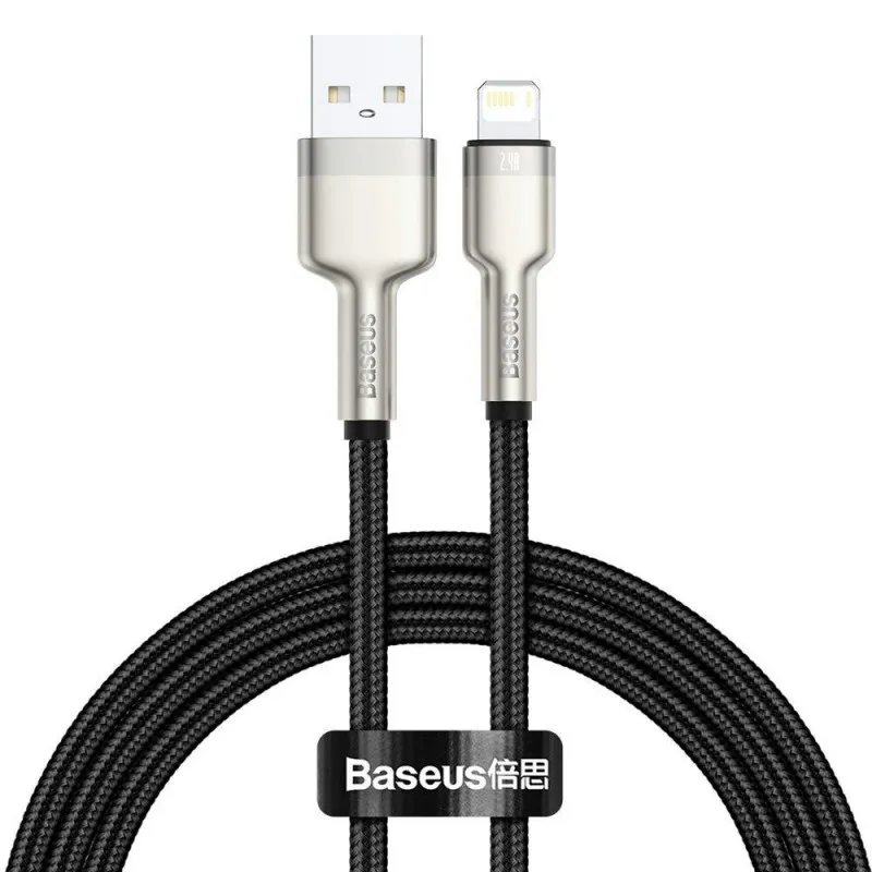 Дата кабель Baseus Cafule Metal USB to Lightning 2.4A Black