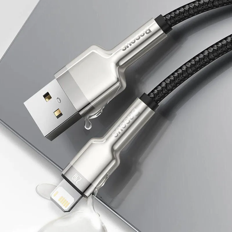 Дата кабель Baseus Cafule Metal USB to Lightning 2.4A Black — фото 2