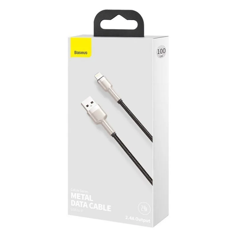 Дата кабель Baseus Cafule Metal USB to Lightning 2.4A Black — фото 5