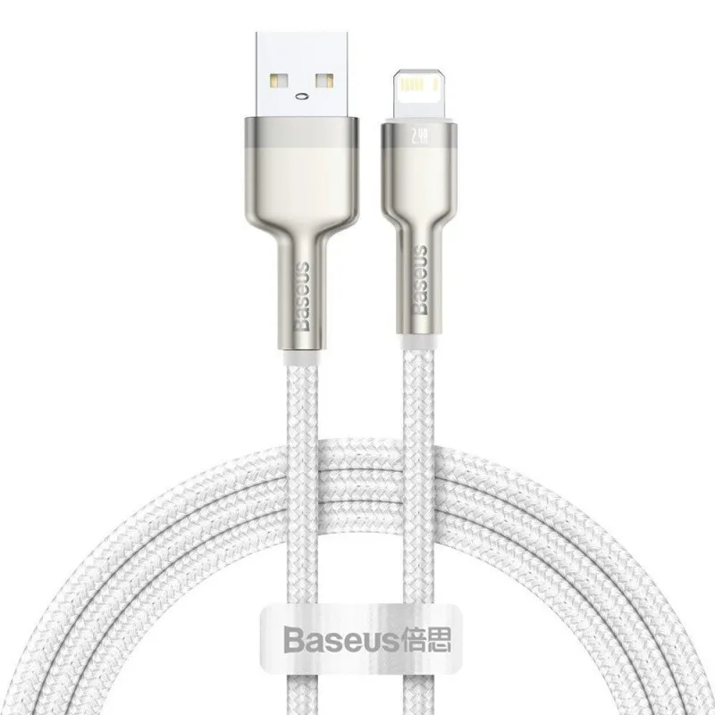 Дата кабель Baseus Cafule Metal USB to Lightning 2.4A White