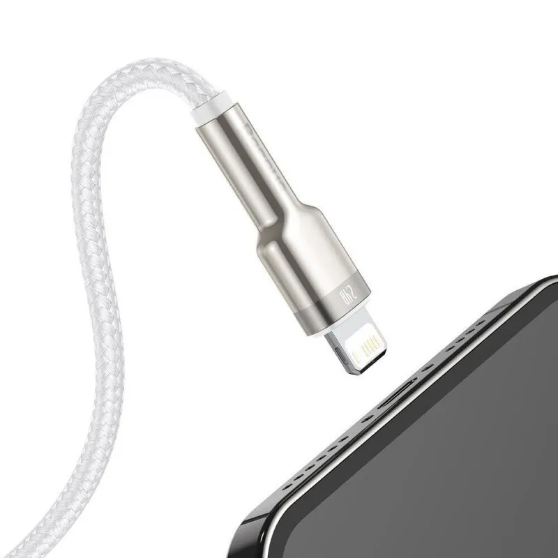 Дата кабель Baseus Cafule Metal USB to Lightning 2.4A White — фото 2