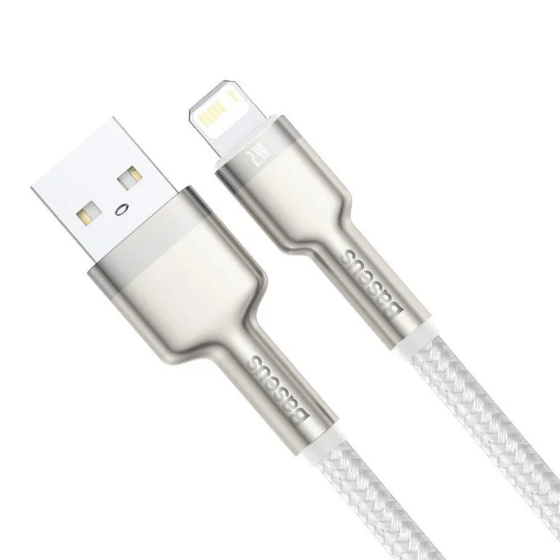 Дата кабель Baseus Cafule Metal USB to Lightning 2.4A White — фото 4