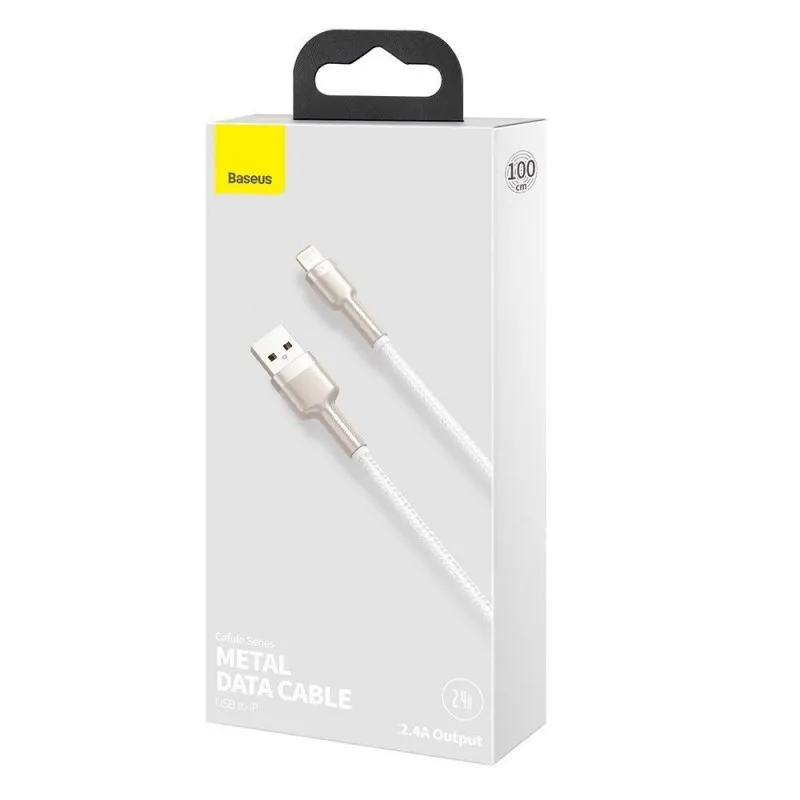 Дата кабель Baseus Cafule Metal USB to Lightning 2.4A White — фото 5