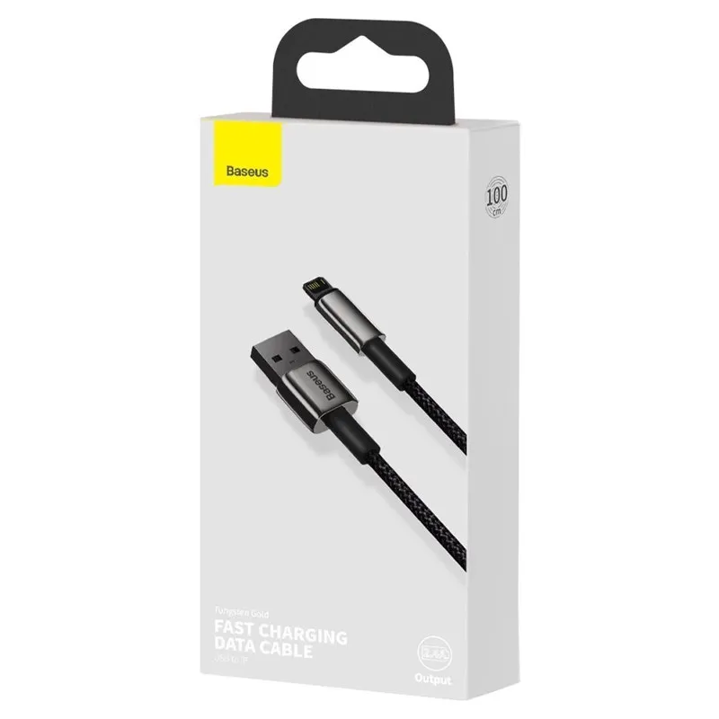 Дата кабель Baseus Tungsten Gold USB to Lightning Cable 2.4A Black — фото 6