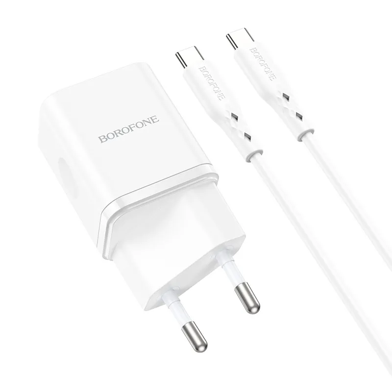 МЗП Borofone BN7 PD20W+QC3.0 + кабель Type-C to Type-C White — фото 4