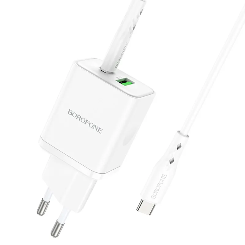 МЗП Borofone BN7 PD20W+QC3.0 + кабель Type-C to Type-C White — фото 5